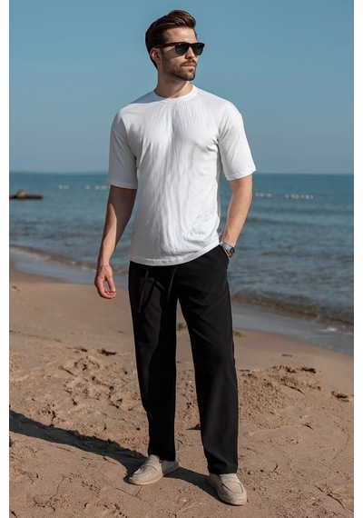 Madmext Siyah Beli Lastikli Relaxed Fit Jakarlı Erkek Pantolon E6593