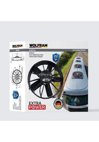 Axial Fan 12 İnch 5 Düz Kanat Ip67 Mikser İçin Kalın Kasnak Wolfram 96412