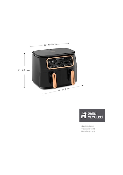 Karaca Air Pro Cook Duo Ev Yemeği Xxxl 8 Kişilik Airfryer 4 + 4 L