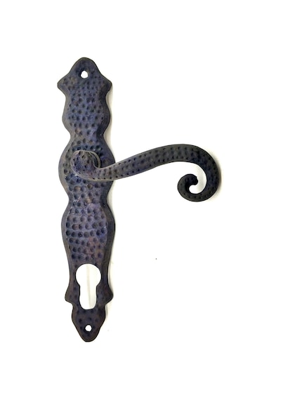 Antika Tarz Dekoratif Pirinç Kıvrık Yale Kapı Kolu - 210x43 Mm, Oksit