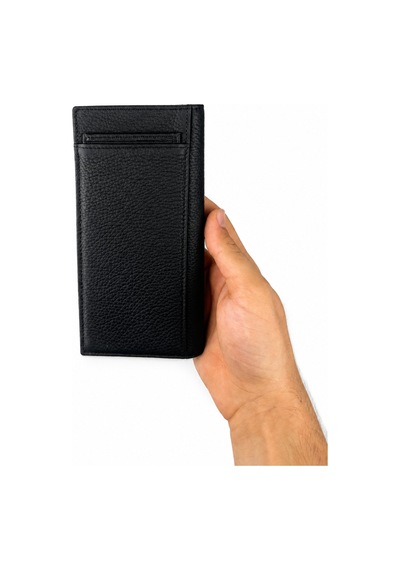Alphaclub Bag Erkek Hakiki Deri Siyah Telefon Bölmeli Uzun Cüzdan Ve Kartlık Model 2729