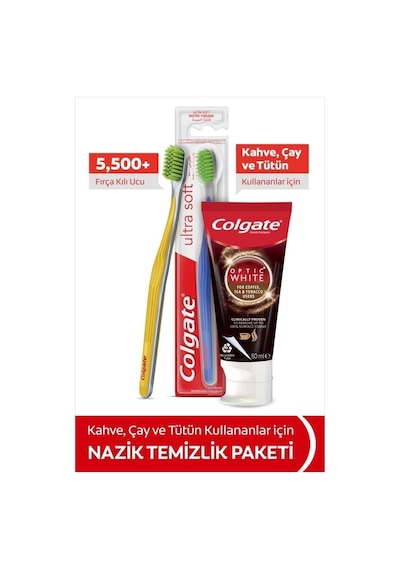 Colgate Optic White Kahve Çay Kullananlar İçin Diş Macunu 50 ML + Ultra Soft Yumuşak Diş Fırçası