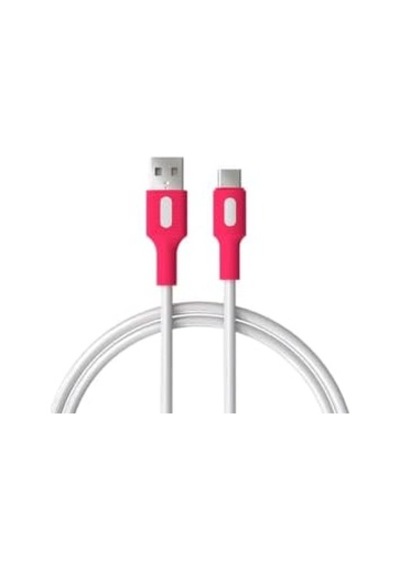 Usb A-c Hızlı Şarj Kablosu Beyaz + Beyaz/pembe Uç 150 Cm