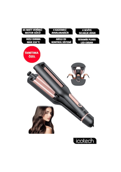 Icotech Hs15 Siyah 4 Kademeli Su Dalgası Wag Maşa 22-25-32-38 Mm