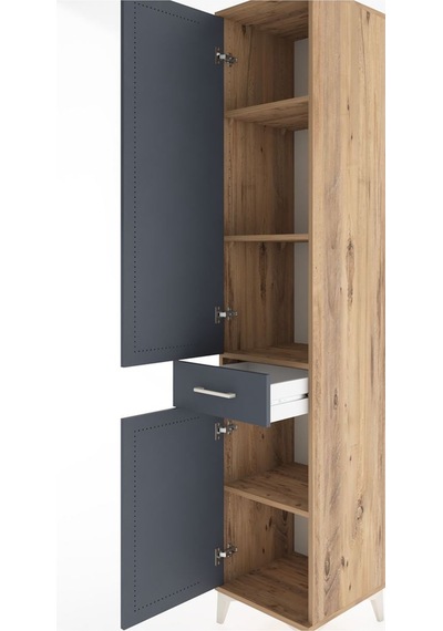 Hyperion Dolap 4 Raflı Tek Çekmeceli 2 Kapaklı 44x44x221 Çam-... Çam