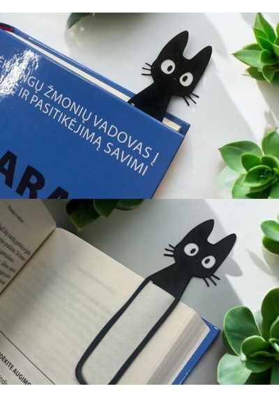 Leaf Creative Plastik Siyah Kedi Figürlü Kitap Ayracı, 5'li Set