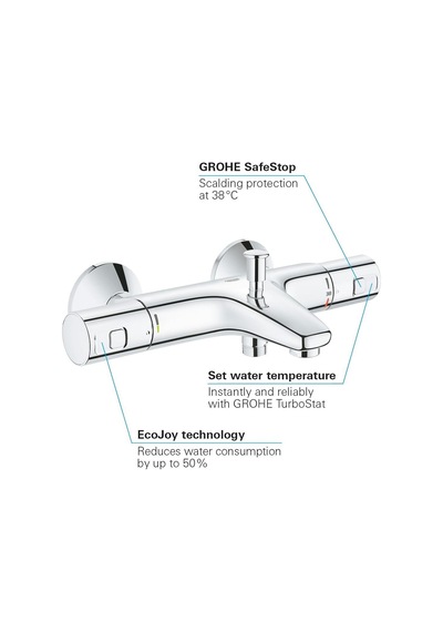Precision Start Termostatik Banyo Bataryası, Su Tasarruflu, Krom, 34598000 Altın - Beyaz