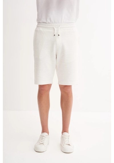Cazador Jakarlı Regular Fit Örme Bermuda Şort 6073 Beyaz Beyaz