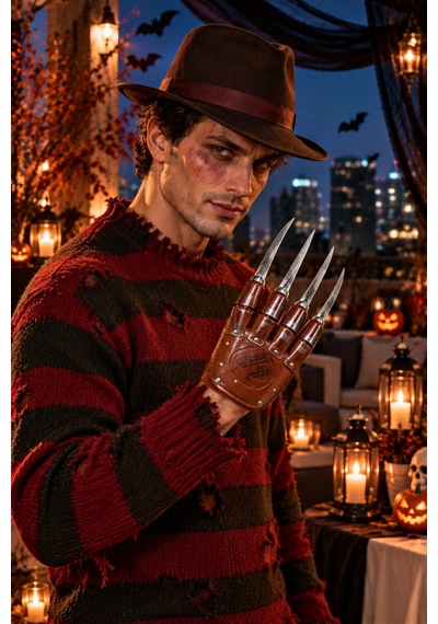 Halloween Freddy Tarzı 4 Pençeli Eldiven Metal Görünümlü Cadılar Bayramı Korku Kostüm Aksesuarı