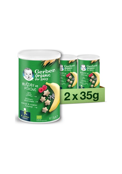 Gerber Organik Pirinçli Buğdaylı Muzlu Bebek Atıştırmalığı 35gr x2 Adet