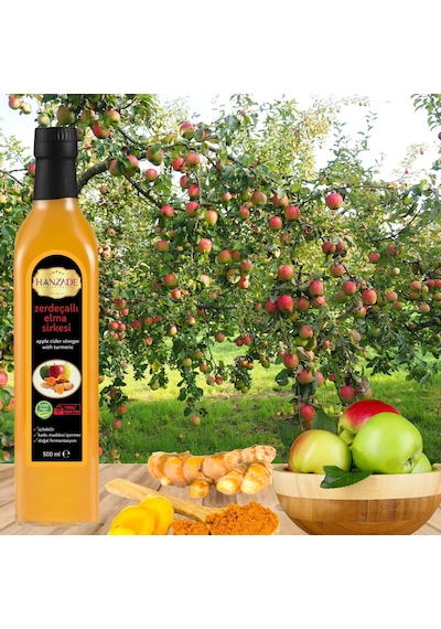Hanzade Bitkisel Zerdeçallı Elma Sirkesi 3 x 500 ML