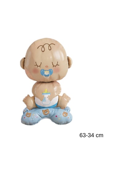 Erkek Bebek Folyo Balon Sevimli Emzikli Baby Shower & Cinsiyet Partisi Balonu Mavi