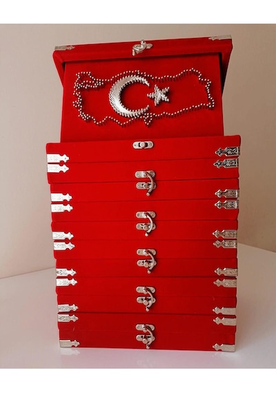 Kutulu Filografi Türk Bayrağı 15x22,5 Cm Bakır Tel El Sanatı Özel Sunum