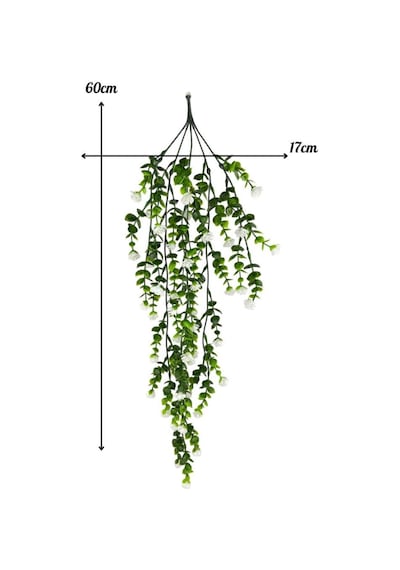 Yapay Çiçek Beyaz Sarkan Lotus Çiçekli Okaliptus Şimşir Yapay Sarmaşık 5dal 60cm