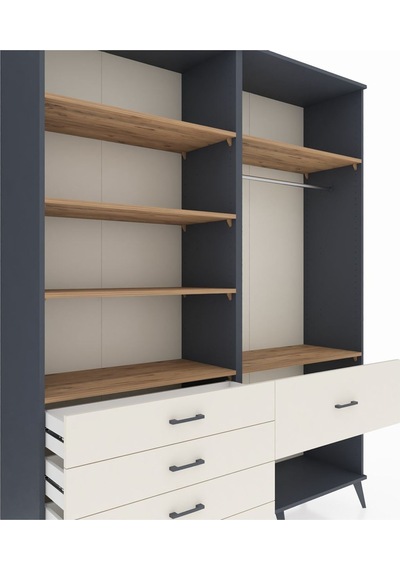 Hyperion Gardrop 6 Raflı 5 Çekmeceli Tek Askılı 176x44x221 Antrasit-çam/aytaşı Çam/aytaşı Hyperion Gardrop 6 Raflı 5 Çekmeceli Tek Askılı 176x44x221 Antrasit-çam/aytaşı Çam/aytaşı