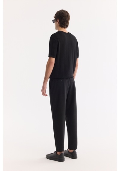 Avva Erkek Siyah Bisiklet Yaka Kolay Ütülenen Kırışmaz Regular Fit Triko T-shirt A61y5032