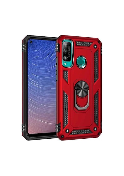 Newface - 768 - Huawei P40 Lite E Kılıf Sofya Yüzüklü Silikon Kapak - Csmo-tex - - Kırmızı