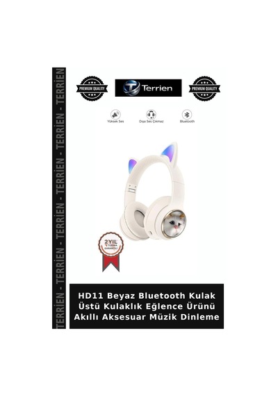 Hd11 Beyaz Bluetooth Kulak Üstü Kulaklık Eğlence Ürünü Akıllı Aksesuar Müzik Dinleme