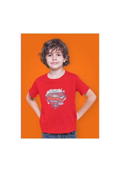 Magors Stil-x Superman Baskılı Bisiklet Yaka Çocuk Tshırt Kırmızı