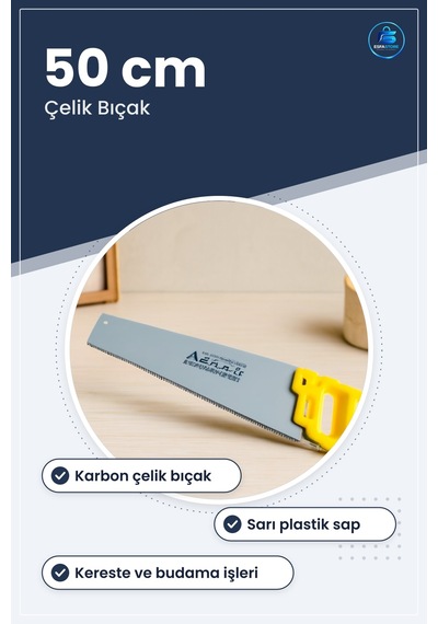 Testere 50 Cm Sarı Plastik Saplı Çelik Bıçak Kereste Marango