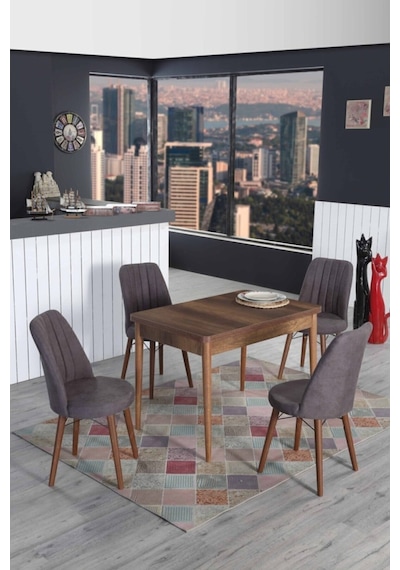 4 Kişilik Sabit Masa Sandalye Takımı Mutfak Masası 70x110 Masa Takımı