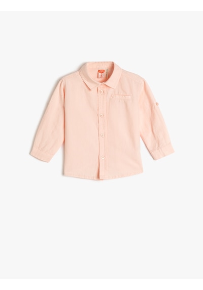 Koton Gömlek Pamuklu Uzun Kollu Cep Detaylı Pembe 3smb60057tw 3SMB60057TW268 Pembe