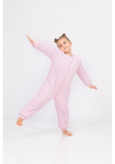 Cantoy Kız Erkek Çocuk Kalın Elyaf Dolgulu Premium Kalite 2.5 Tog Desenli Uyku Tulumu Pembe