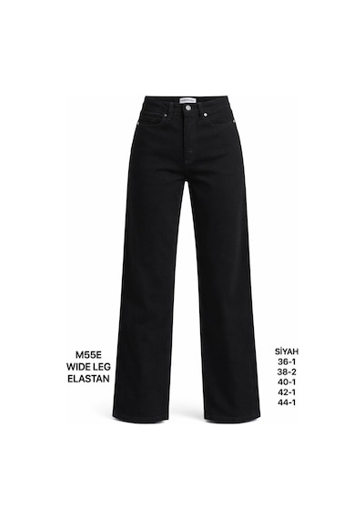 Miss Poem Kadın Siyah Yüksek Bel Wide Leg Jean Pantolon