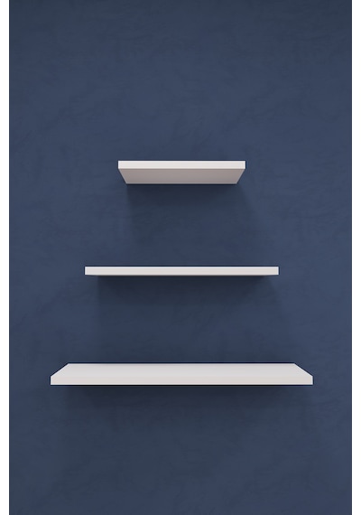 Asra Trend Modern 3'lü Uçan Raf Çok Amaçlı Duvar Rafı Organizer %100 Mdf Kitaplık Mutfak Banyo Rafı Drf05 Beyaz