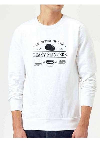 Peaky Blinders Tbaskılı Beyaz Erkek Örme Sweatshirt