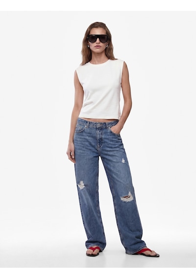 Koton Pamuklu Slim Fit Bisiklet Yaka Kolsuz Sırt Detaylı Bluz Ekru 6sak10337ek