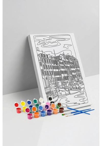 Kanal Manzaralı Mandala Ahşap Boyama Seti 40x50 Cm