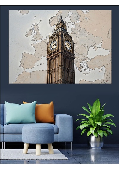 Tarihi Big Ben Saat Kulesi Dekoratif Kanvas - Mdf Ahşap Tablo