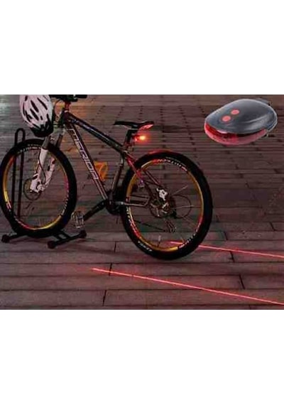 Lazer Şeritli Güvenlik Led Işık Arka Stop Bisiklet Lambası Kırmızı-Siyah