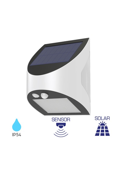 Braytron Solaris-w1 3w Sensörlü Solar Led Duvar Apliği - 6500k Beyaz Ip54 Solar-Beyaz