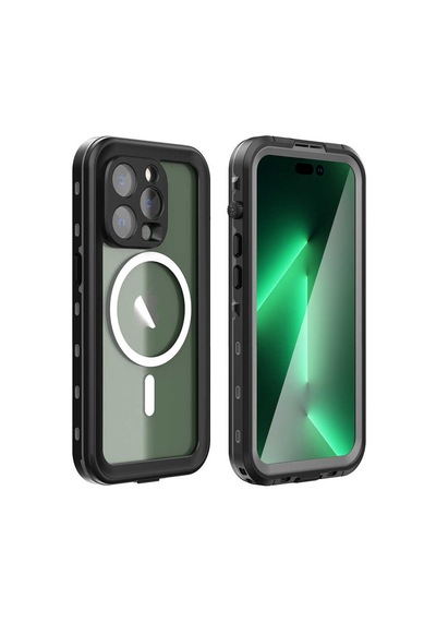 Apple Uyumlu iPhone 14 Pro Kılıf 1-1 Su Geçirmez Kılıf Siyah