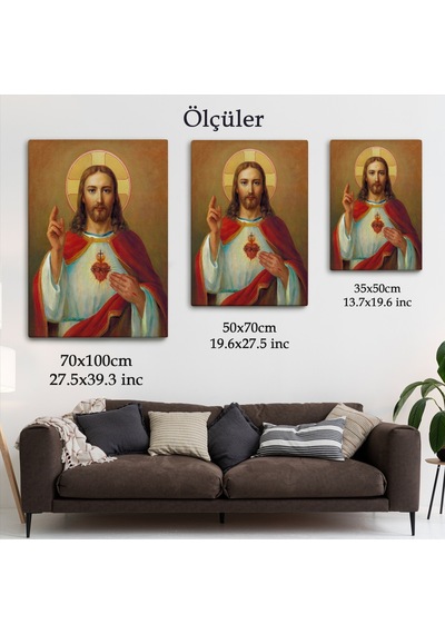 İsa'nın En Kutsal Kalbi Tablosu - The Most Sacred Heart Of Jesus-6478 50 X 70