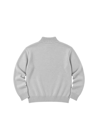 Battalmoda Erkek Büyük Beden Açık Gri Hattush Fermuarlı Dik Yaka Triko Kazak 3xl-4xl-5xl-6xl
