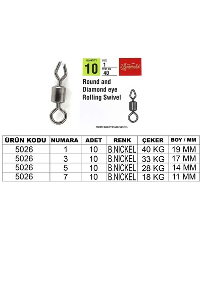 Captain 5026 Elmas Diamond Fırdöndü 10lu Paket Black Nikel 3