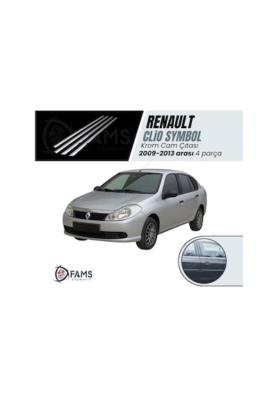 Renault Clio 3 Symbol Krom Cam Çıtası 4 Prç. 2009-2013 P. Çelik