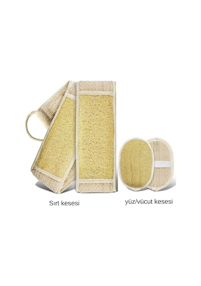 Doğal Kabak Lifi 2'li Set, Sırt Kesesi Ve Oval Banyo Lifi, Çift Taraflı