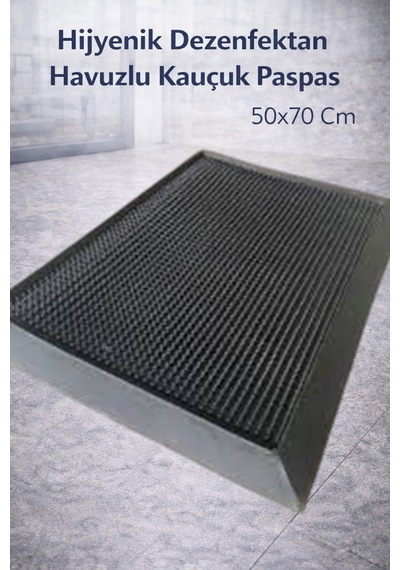 Myfloor Renkli Dezenfektan 50x70 Cm Kıvırcık Paspaslı Hijyenik Kauçuk Paspas Mavi