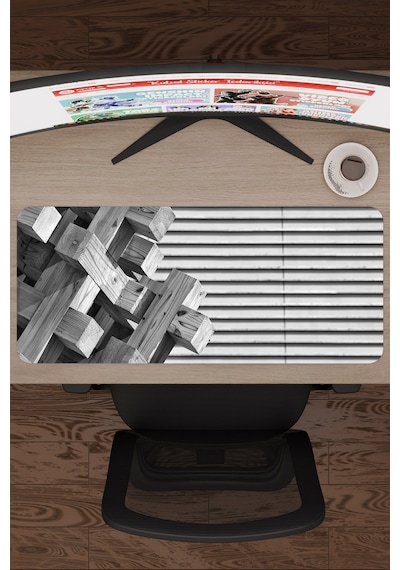 Brütalist Tarz Kaymaz Dikişli Kauçuk Oyuncu Mousepad V2 - 70x30 Xl Gaming Mouse Pad Fare Altlığı