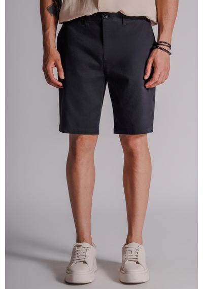 Braccas Erkek Yandan Cepli Klasik Bel Relaxed Fit Chino Şort Siyah Siyah