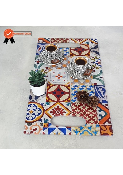Decorita Cam Tepsi Çini Desen 29Cm X 52Cm