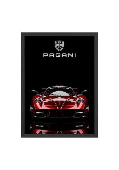Pagani Huayra Siyah Ahşap Çerçeveli Poster, Dekoratif Araba Duvar Tablosu