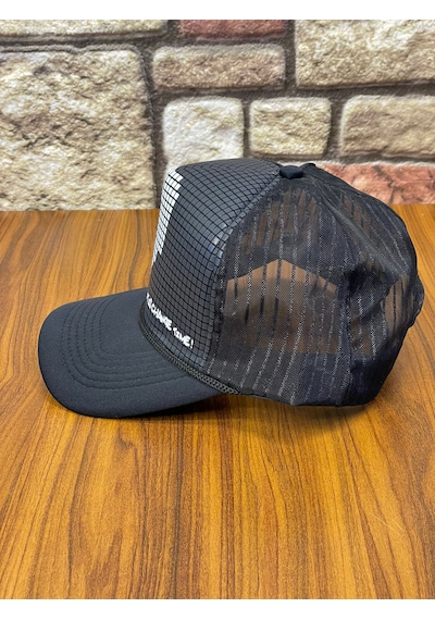 Hamze Trucker Model Baskılı Hafif Yazlık Beyzbol Cap Şapka Siyah - Beyaz