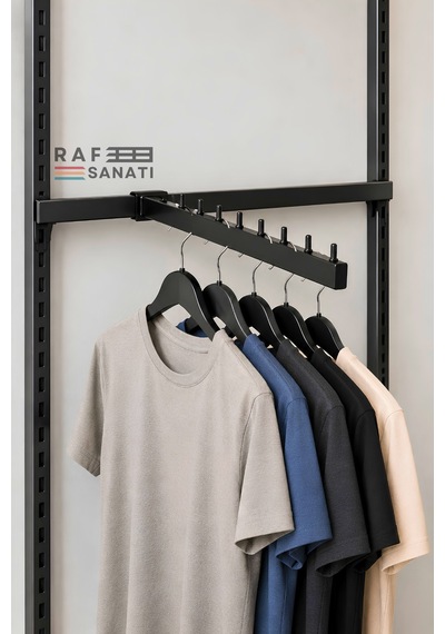 10 Adet - Pimli Baston Ab-1 Uyumu - 10x30 Profile Geçme - Pimli Baston Askılık 35 Cm Mağaza Raf Askılık Aparatı Siyah