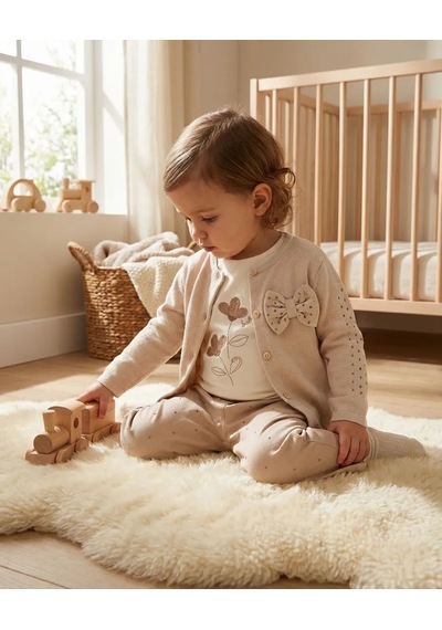 Mutlu Bebe Bayramlık Kız Çocuk Hırkalı 3 Lü Takım Bej Taş Detaylı Hırka, Bluz Ve Pantolon Şık Çocuk Kombini Bej Mutlu Bebe Bayramlık Kız Çocuk Hırkalı 3 Lü Takım Bej Taş Detaylı Hırka, Bluz Ve Pantolon Şık Çocuk Kombini Bej