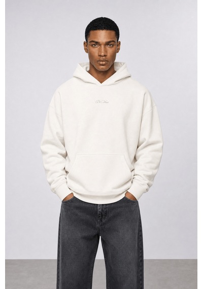 Respire Erkek Da Vinci Baskı Detaylı Oversize Hoodie Ekru